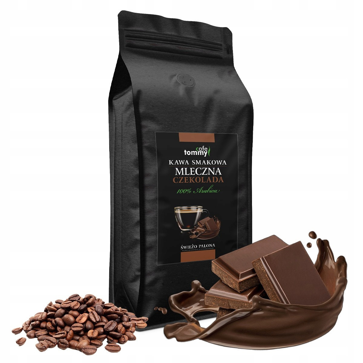 Káva ochucená zrnková 1kg 100% Arabica Tommy Cafe Čokoláda Mléčná