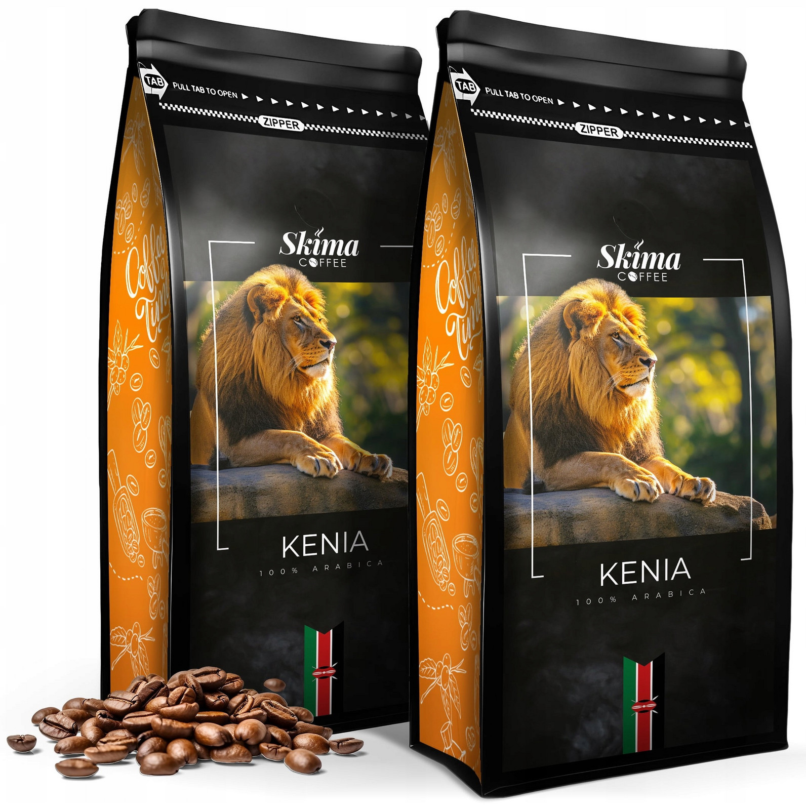 Káva zrnková 2x1kg Keňa 100% Arabica Čerstvě pražená do kávovaru Dárek