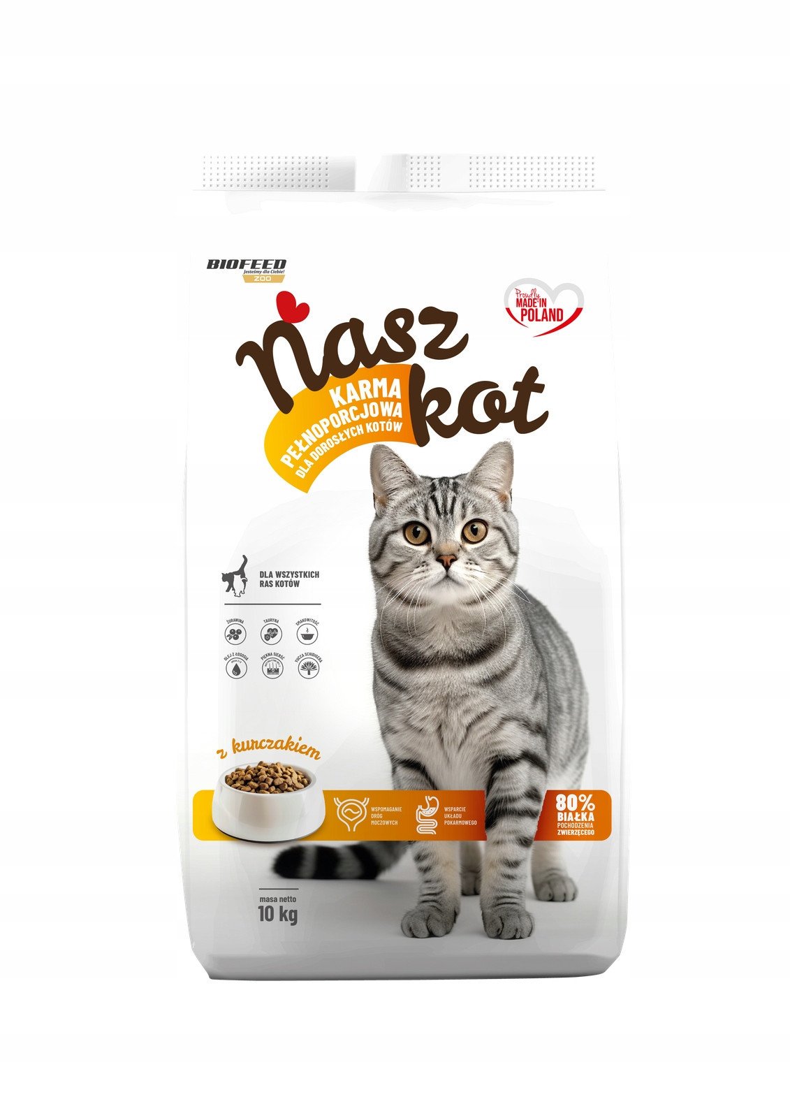 Biofeed Naše Kočka Krmivo Suché Pro Kočky S Kuřecím Masem 10KG