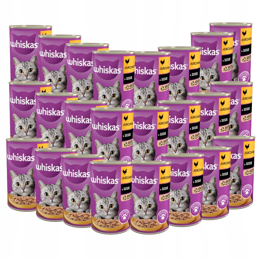 Whiskas Kuře V Omáčce 9,6kg 24x400g Plechovka Krmivo Mokré Pro Kočky