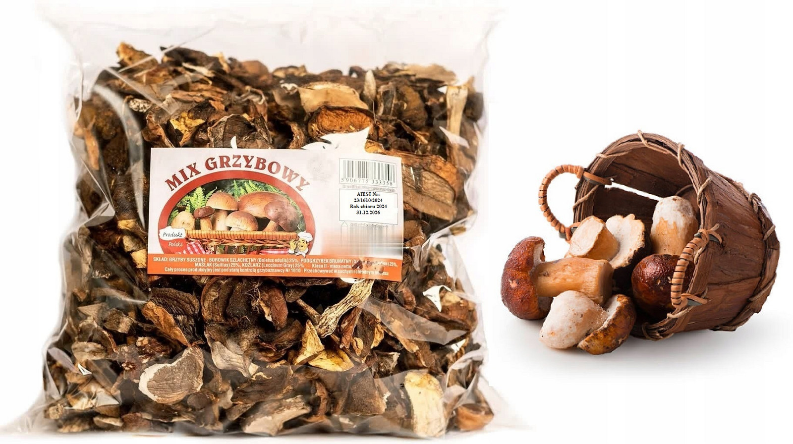 Houbový MIX Krájený 1kg Polský Atest 2024 Nová Sklizeň houby sušené lesní