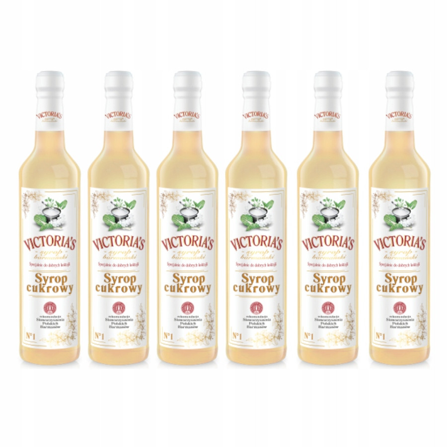 6x Barmanský sirup nápojů a kávy VICTORIA's Cukrový 490 ml