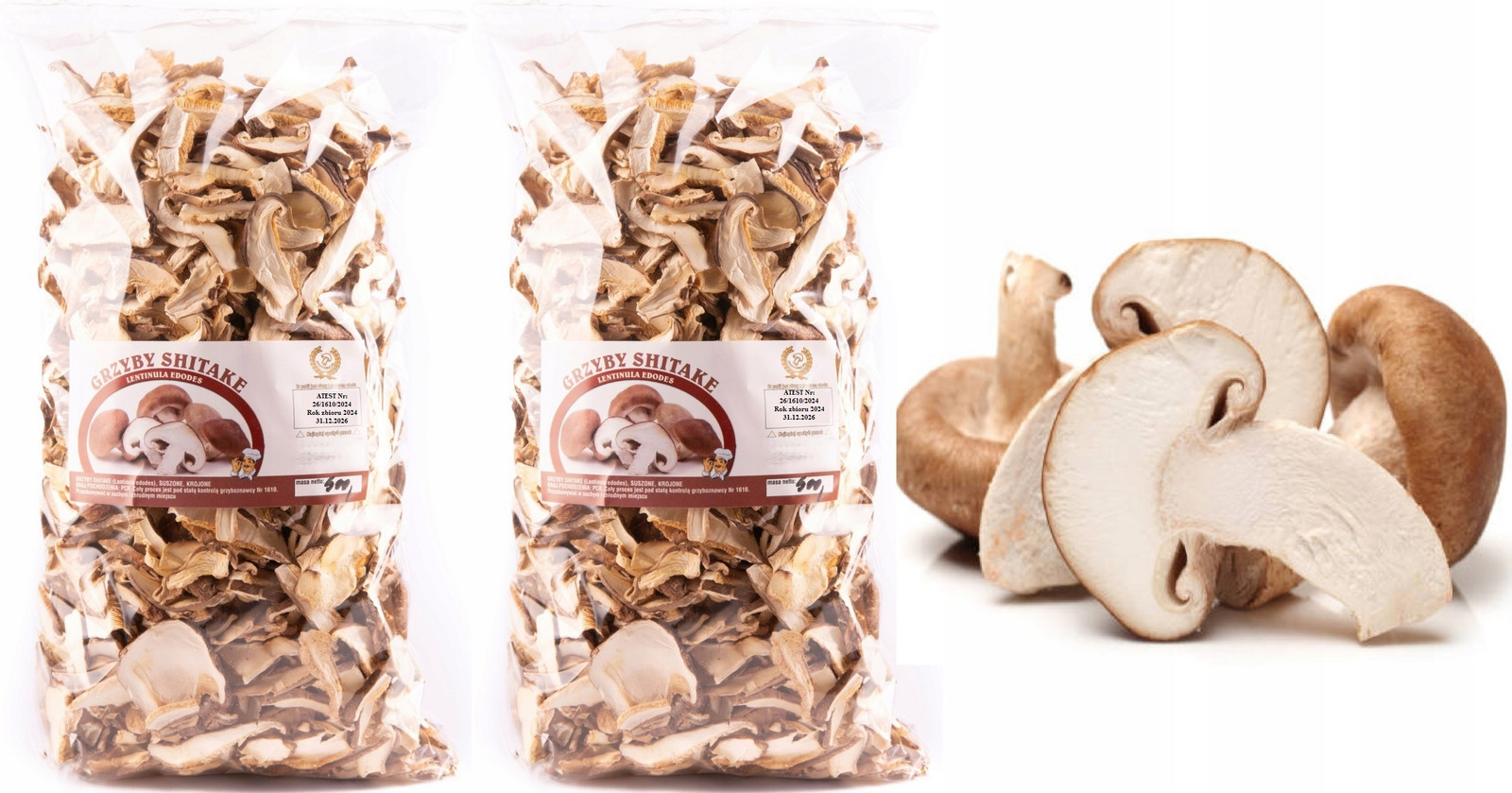 Shitake Lux Krájené 1kg Atest 2024 Nová Sklizeň sušené houby