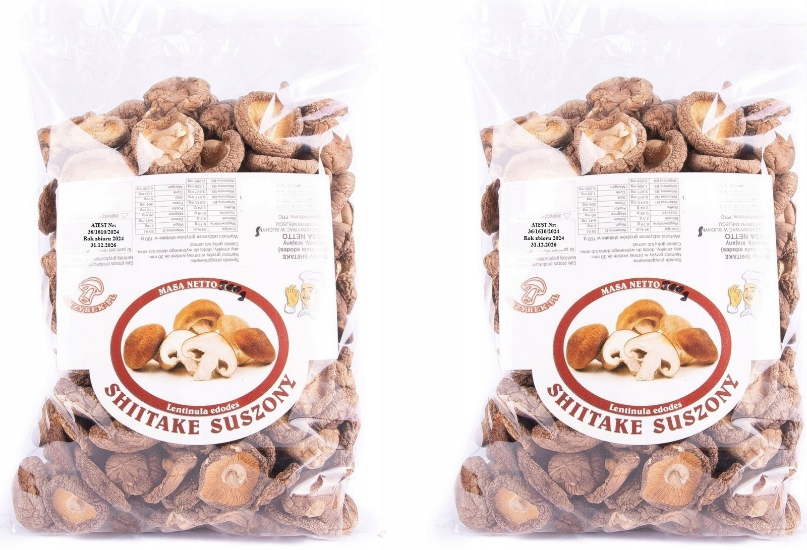 Shitake (Poku) Lux Klobouky 5kg Atest 2024 Nová Sklizeň sušené houby