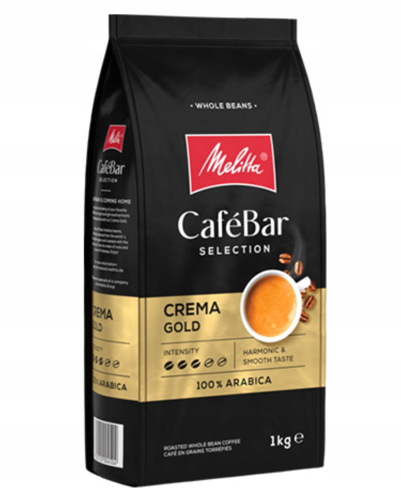 Káva zrnková Melitta Cafebar Crema Gold 1 kg krémová a jemná Arabica