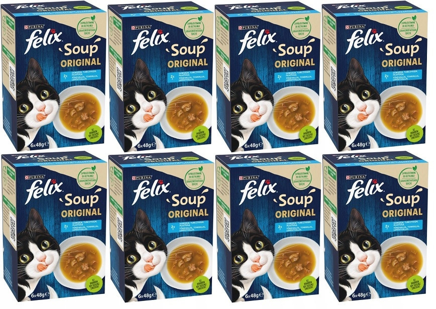 Felix Soup Original polévka pro kočky Rybí příchutě 48x48g