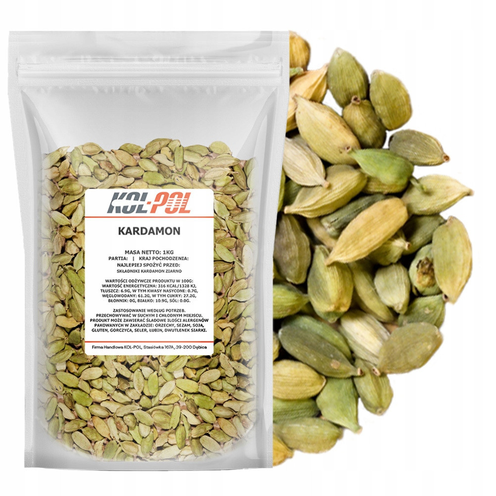 Kardamon Ziarno 1kg Aromatické ovoce přírodní vysoká kvalita Kol-Pol