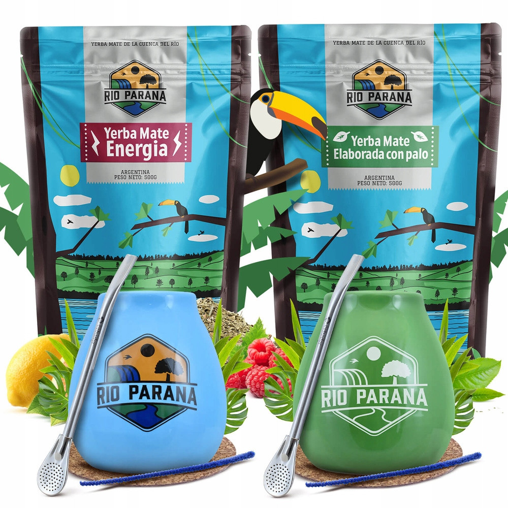Yerba Mate Set Rio Parana Elaborada Energie tykev bombilla 2x500g