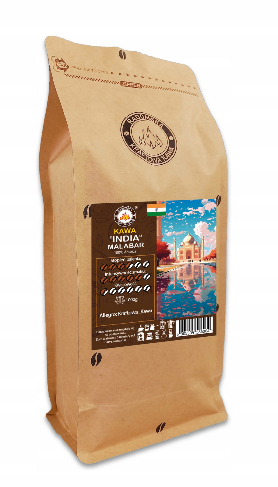 Káva India Monsooned Malabar Aa 1000g Arabica 100%
