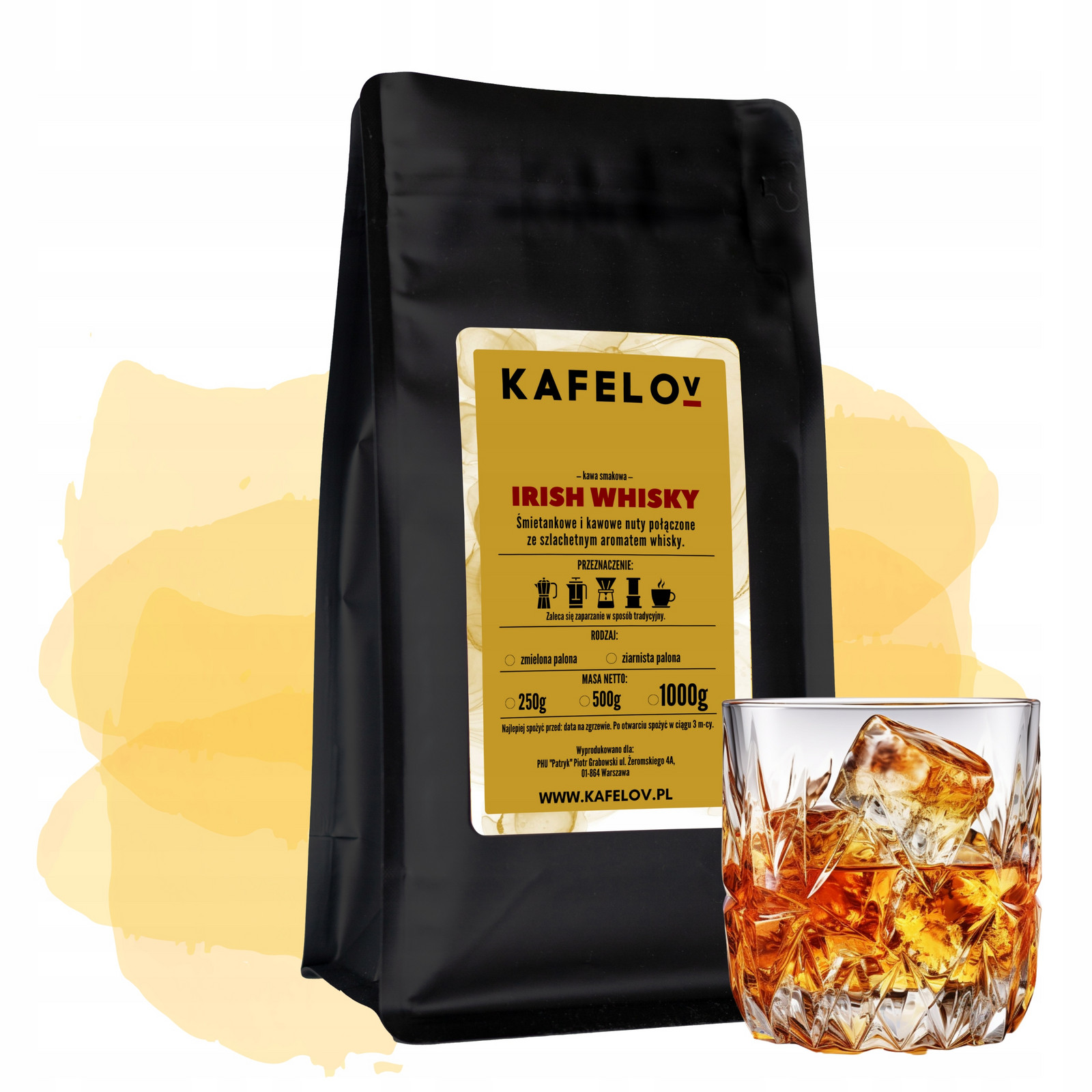 Irish Whisky káva ochucená 1 kg mletá čerstvě pražená arabika