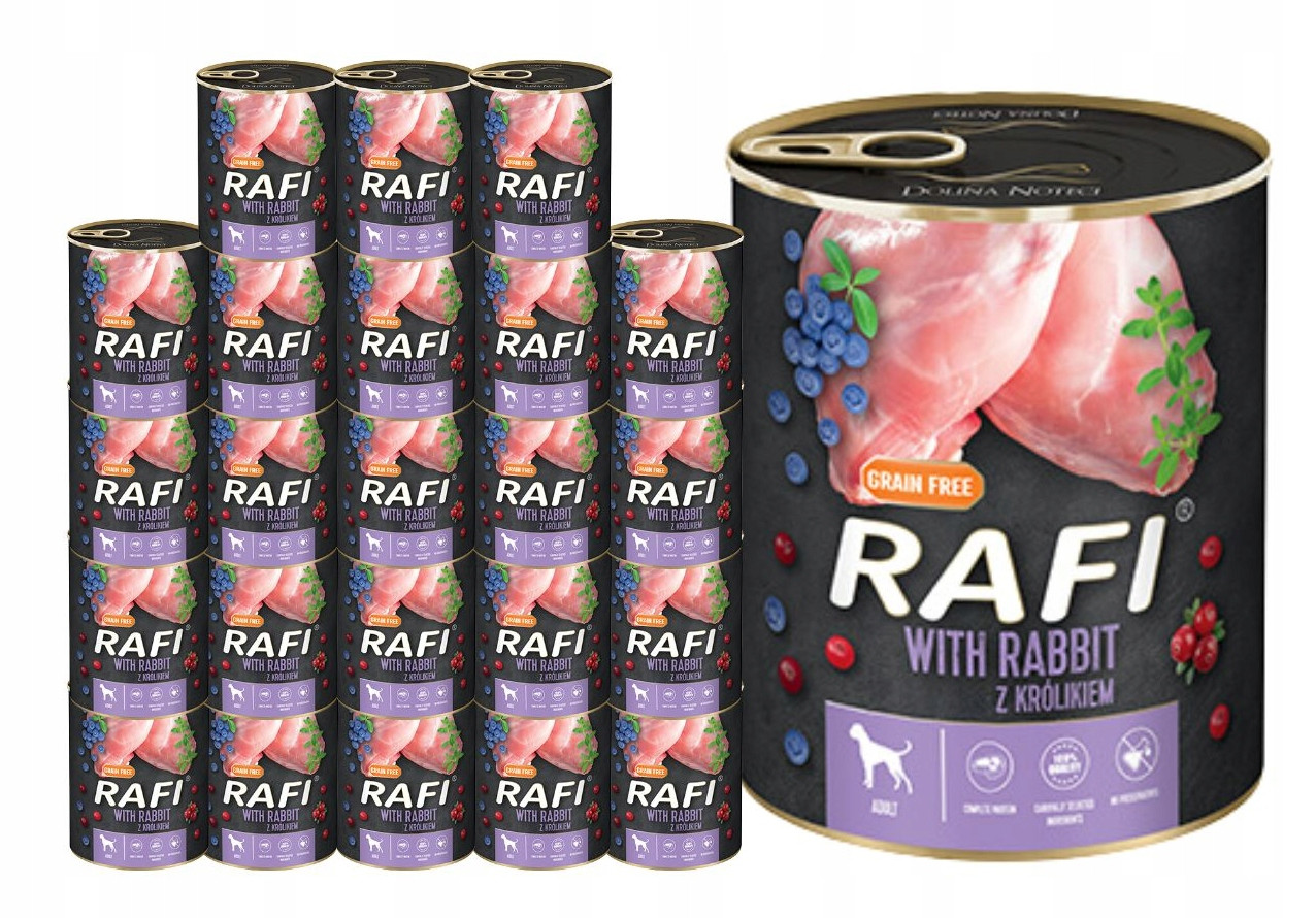 Dolina Noteci Krmivo Rafi pro psa králík borůvka brusinky 12x800g