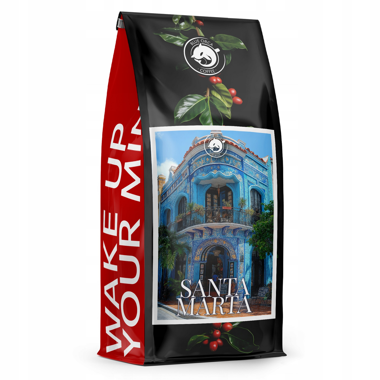 Káva zrnková 1kg Santamarta 100% Arabica Čerstvě Pražená Blue Orca +dárek