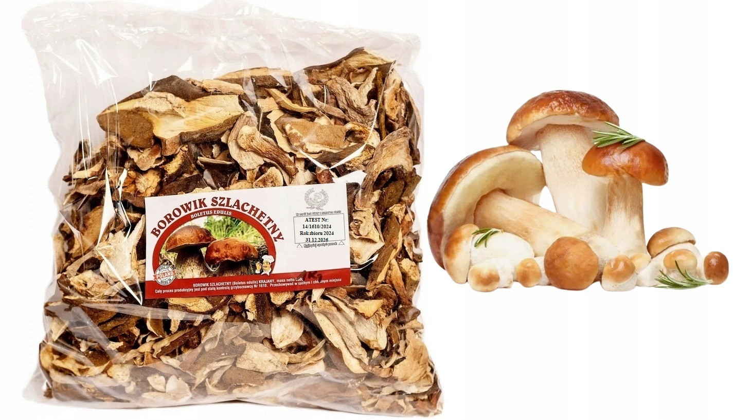 Hříbek pravý Krájený 1kg Polský Atest 2024 Nová Sklizeň sušené houby