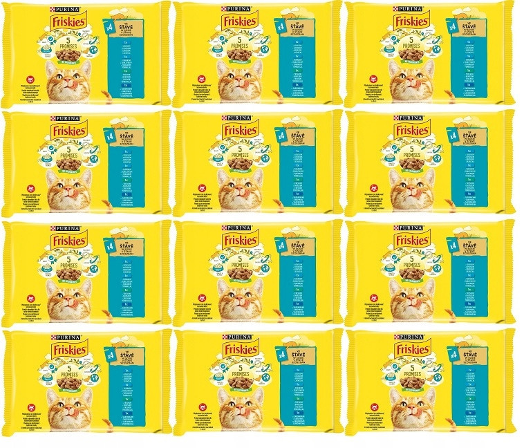Purina Friskies mokré krmivo pro kočky mix rybích příchutí v omáčce 48x85 g