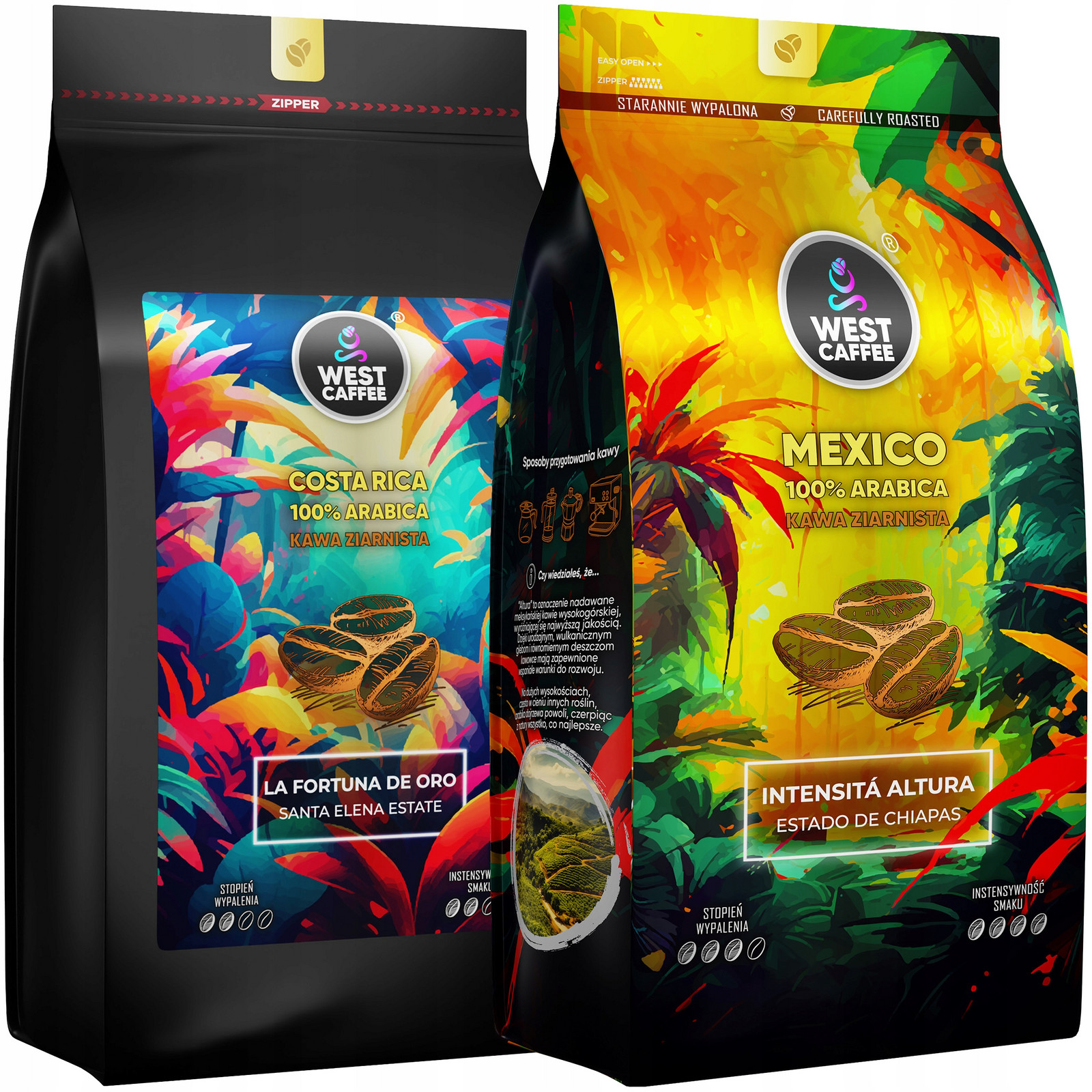 Káva Zrnková Set 2kg Mexico Kostarika 100% Arabica West Caffee