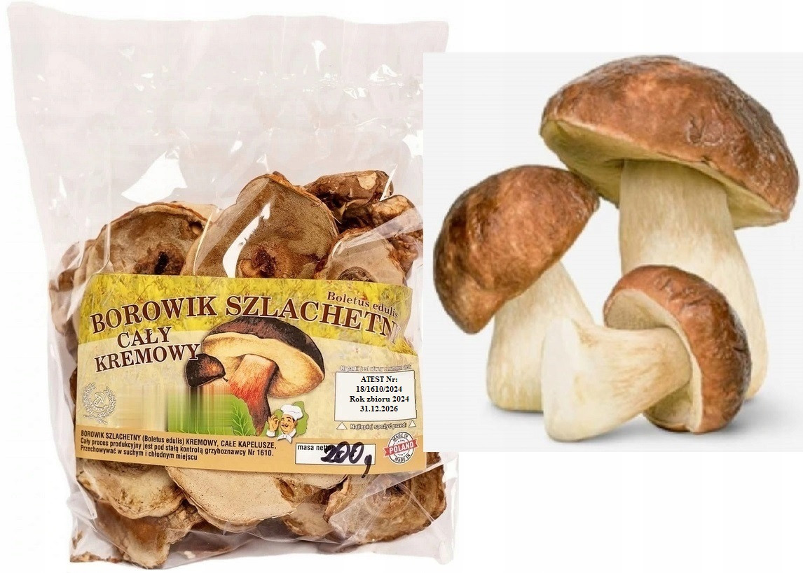 Hříbek Krémový Klobouky 200g Polský Atest 2024 Nová Sklizeň sušené houby