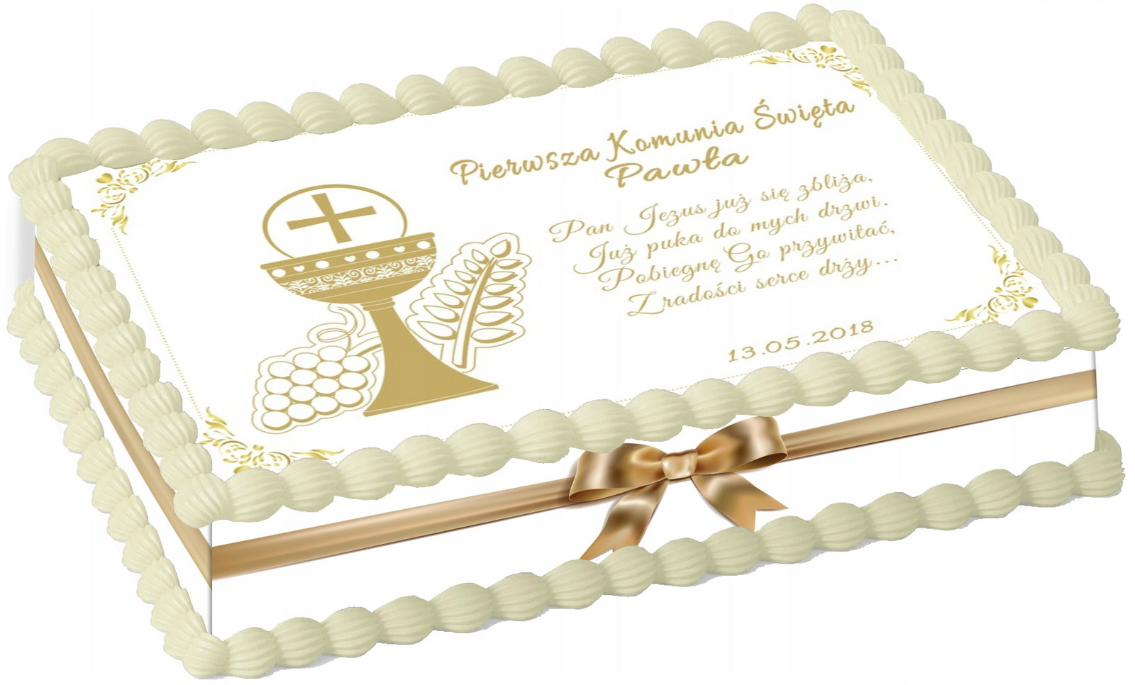 Dortový Poplatek K Prvnímu Svatému Přijímání na dort Obdélníkový Svaté Přijímání Svátky Jméno Datum A4
