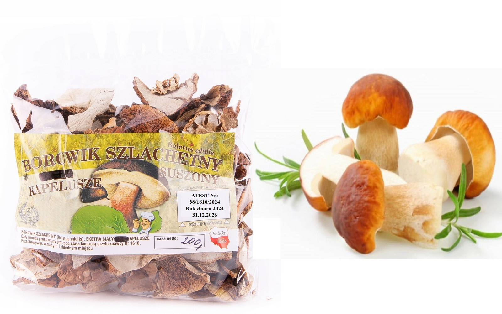 Hříbek Bílý Klobouky Půlky 200g Atest 2024 Nová Sklizeň sušené houby