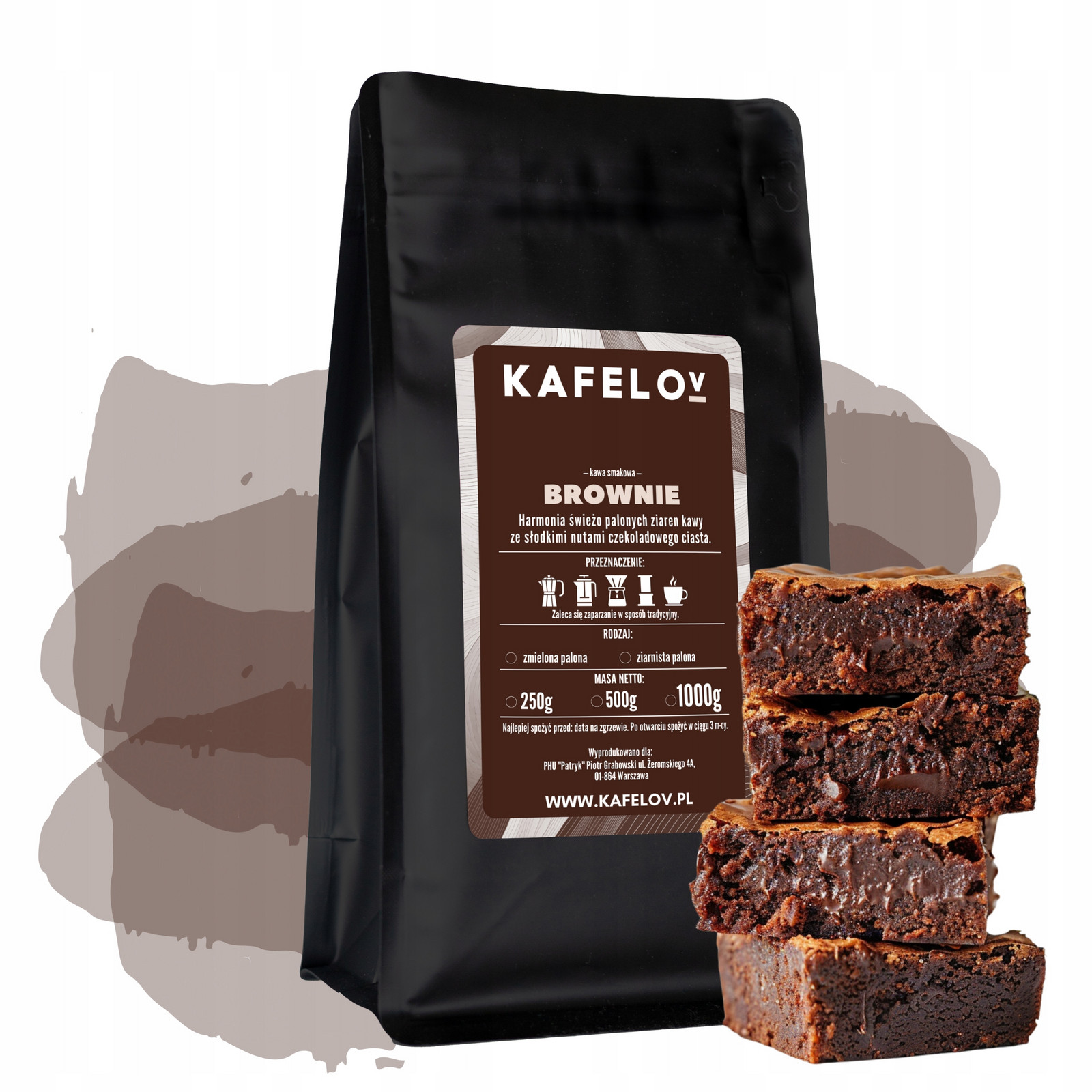 Káva ochucená mletá 1 kg Brownie čerstvě pražená arabika