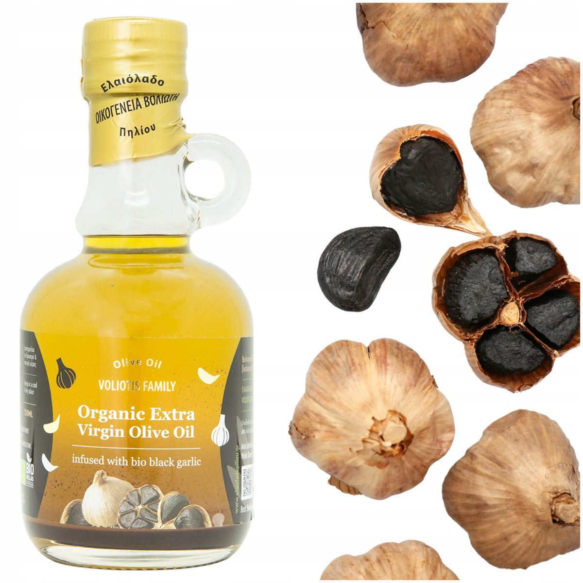 Černý Česnek ochucený Olivový olej Extra Virgin Čerstvá Sklizeň 2023/2024