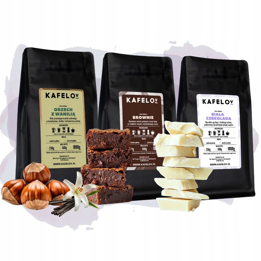 Káva dochucovací sada 3 x 250 g mleté kávy arabiky Kafelov