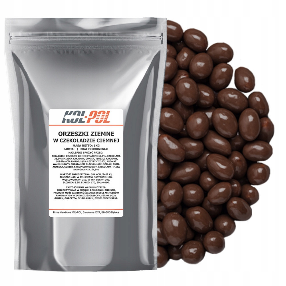Arašídy v Hořké čokoládě 1kg Pražené ořechy kvalita Kol-Pol