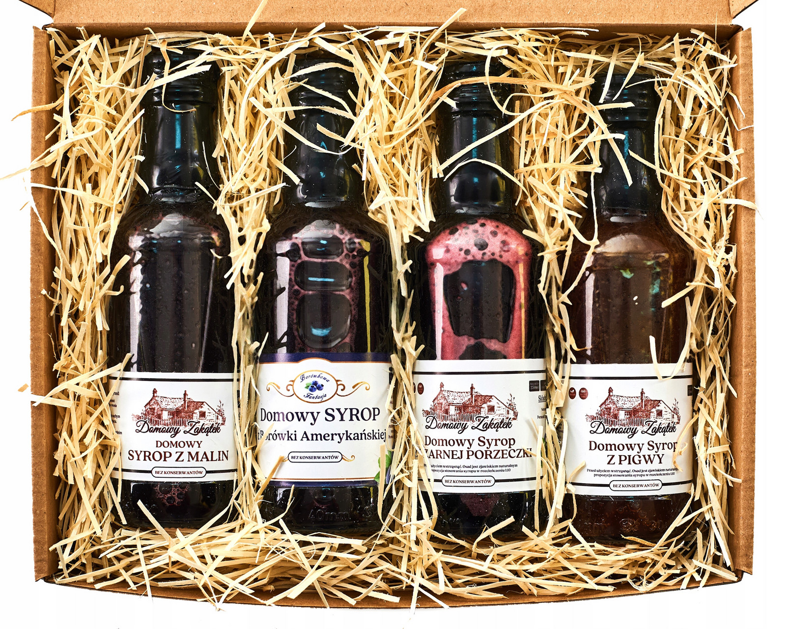 Dárkový koš Sada Box se sirupy Premium 4x 200 Ml Přírodní Bez E