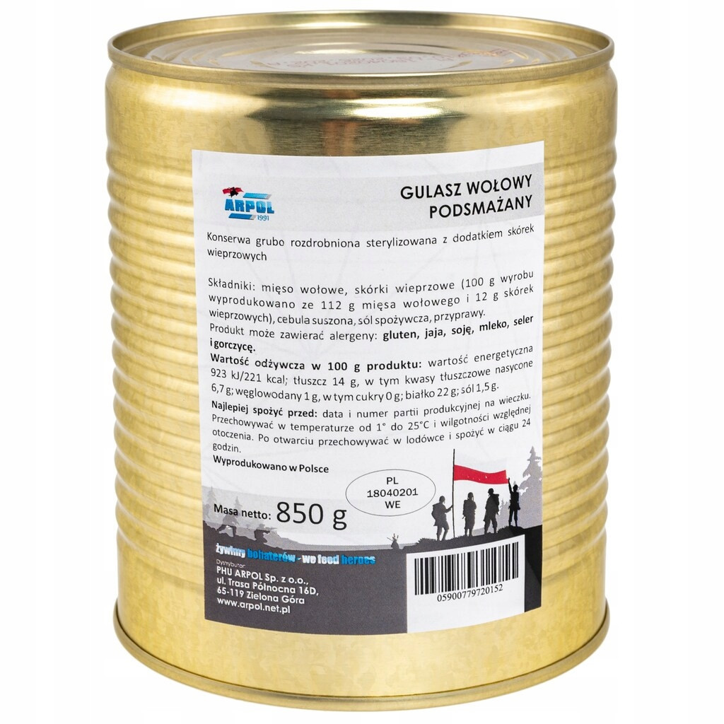 Konzervované potraviny Arpol Hovězí guláš osmažený Opice 850 g