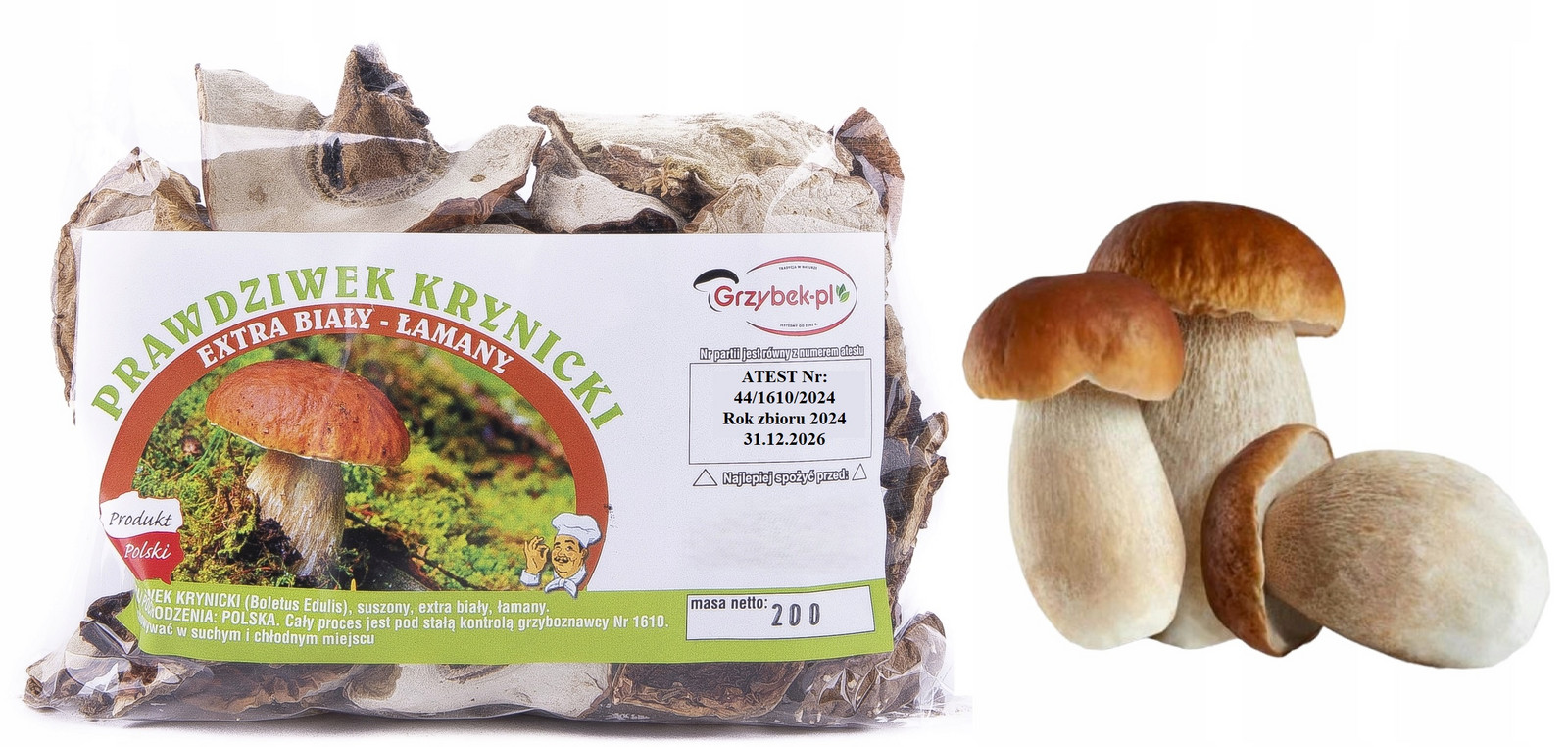 Pravdivka Krynická Bílá Lámaná 200g Atest 2024 Nová Sbírka sušené houby