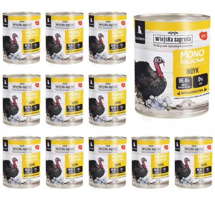 Wiejska Zagroda Vlhké krmivo pro štěňata Monoproteinová Krůta 6x800 g