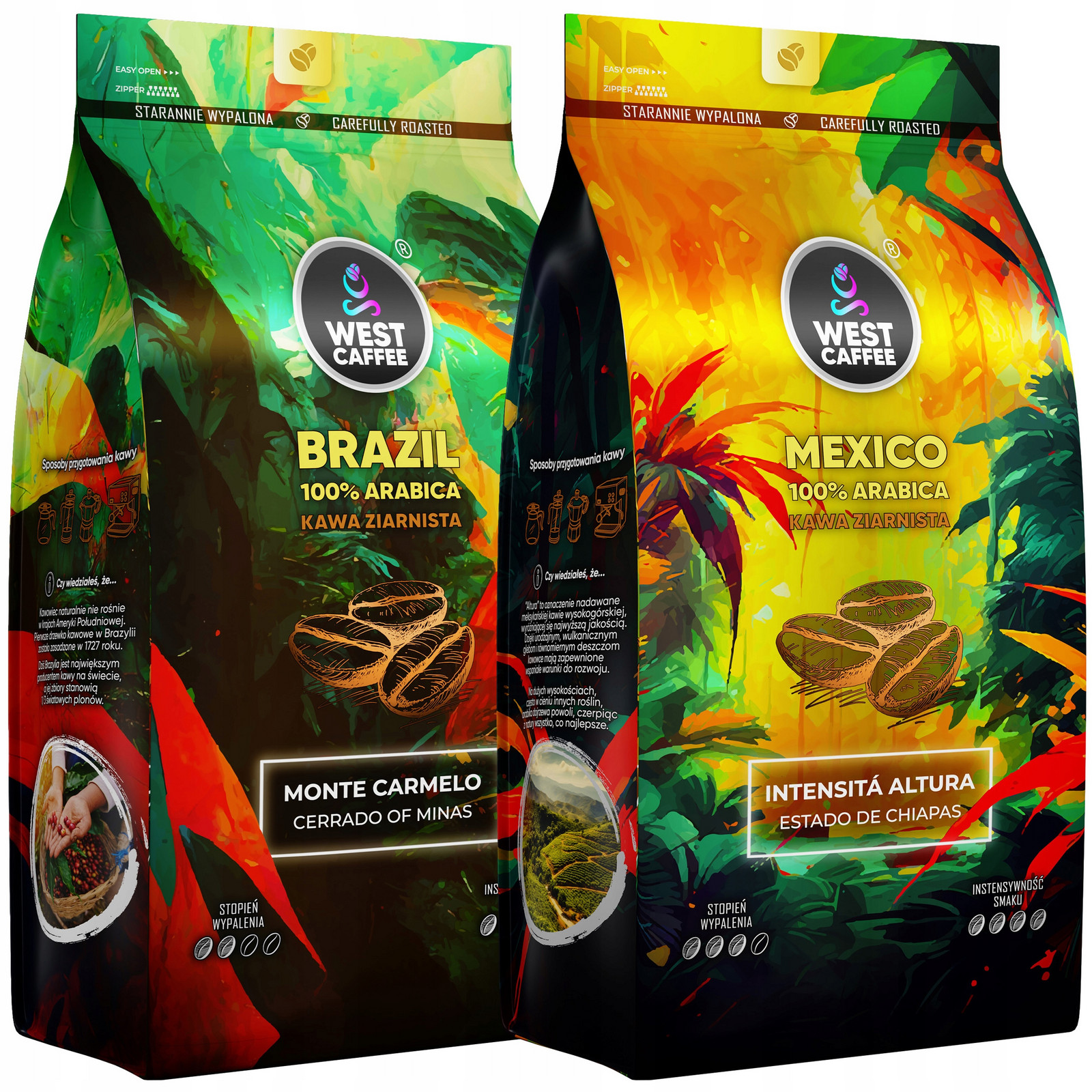 Káva Zrnková 2KG Set Brazílie Mexiko 100% Arabica Čerstvě Vypálená