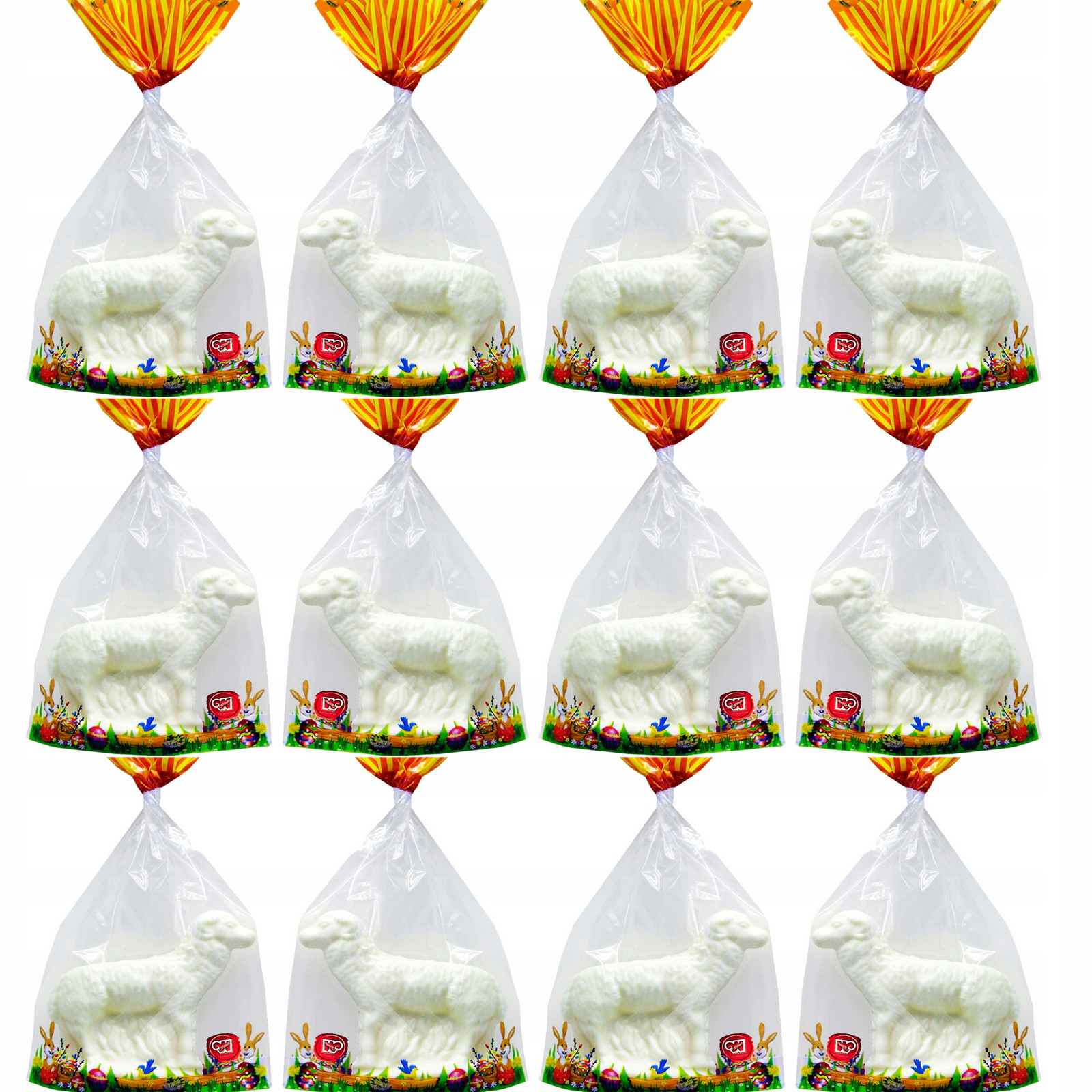 12 kusů velikonočních beranů 100 g Bílá Čokoláda Ozdoba do košíčku