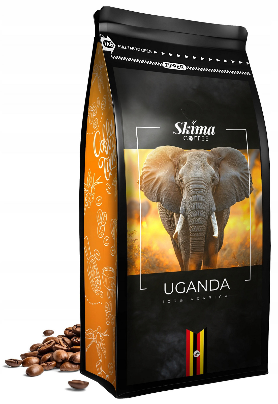 Káva zrnková 1 kg Uganda 100% Arabica Čerstvě pražená do kávovaru Dárek