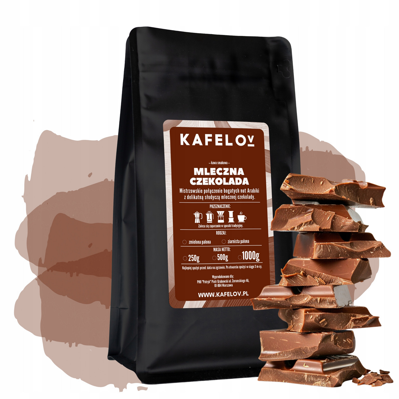 Káva zrnková ochucená 1 kg Mléčná Čokoláda arabika čerstvě pražená