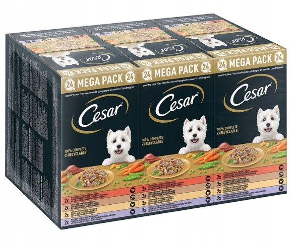 Cesar Landragout vlhké krmivo pro psy, masové příchutě se zeleninou 24x150 g