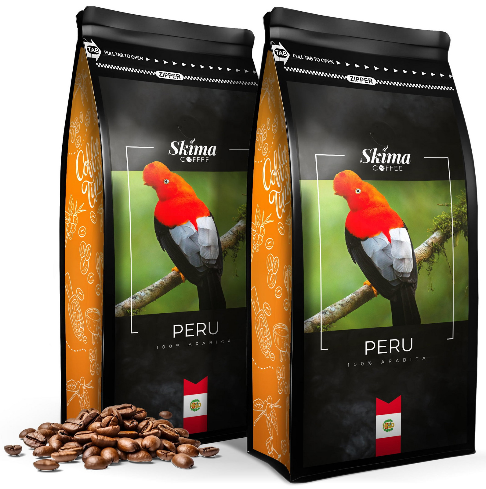 Káva zrnková 2x1 kg Peru 100% Arabica Čerstvě pražená do kávovaru Dárek