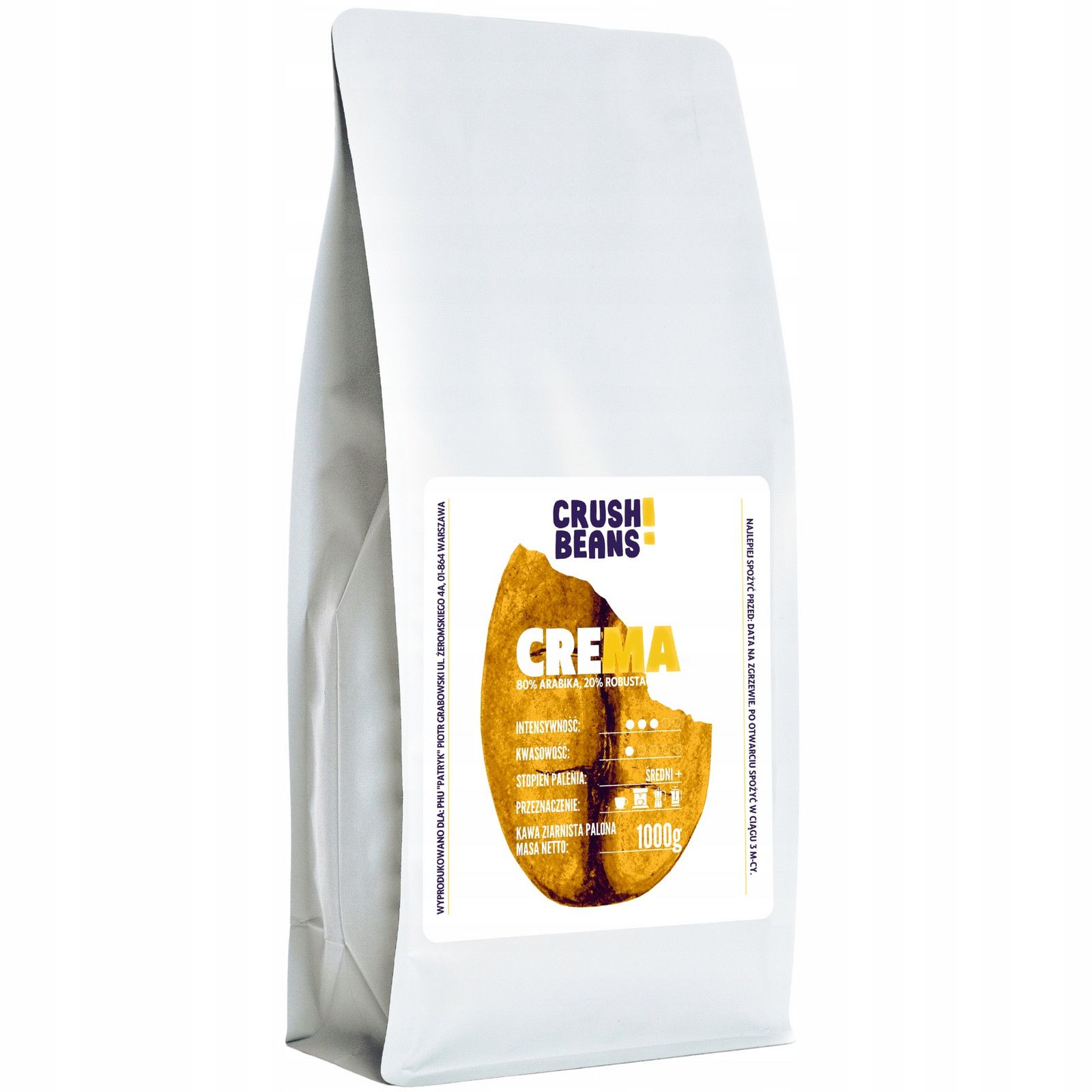 Mletá káva 1kg Crema Crush Beans čerstvě pražená