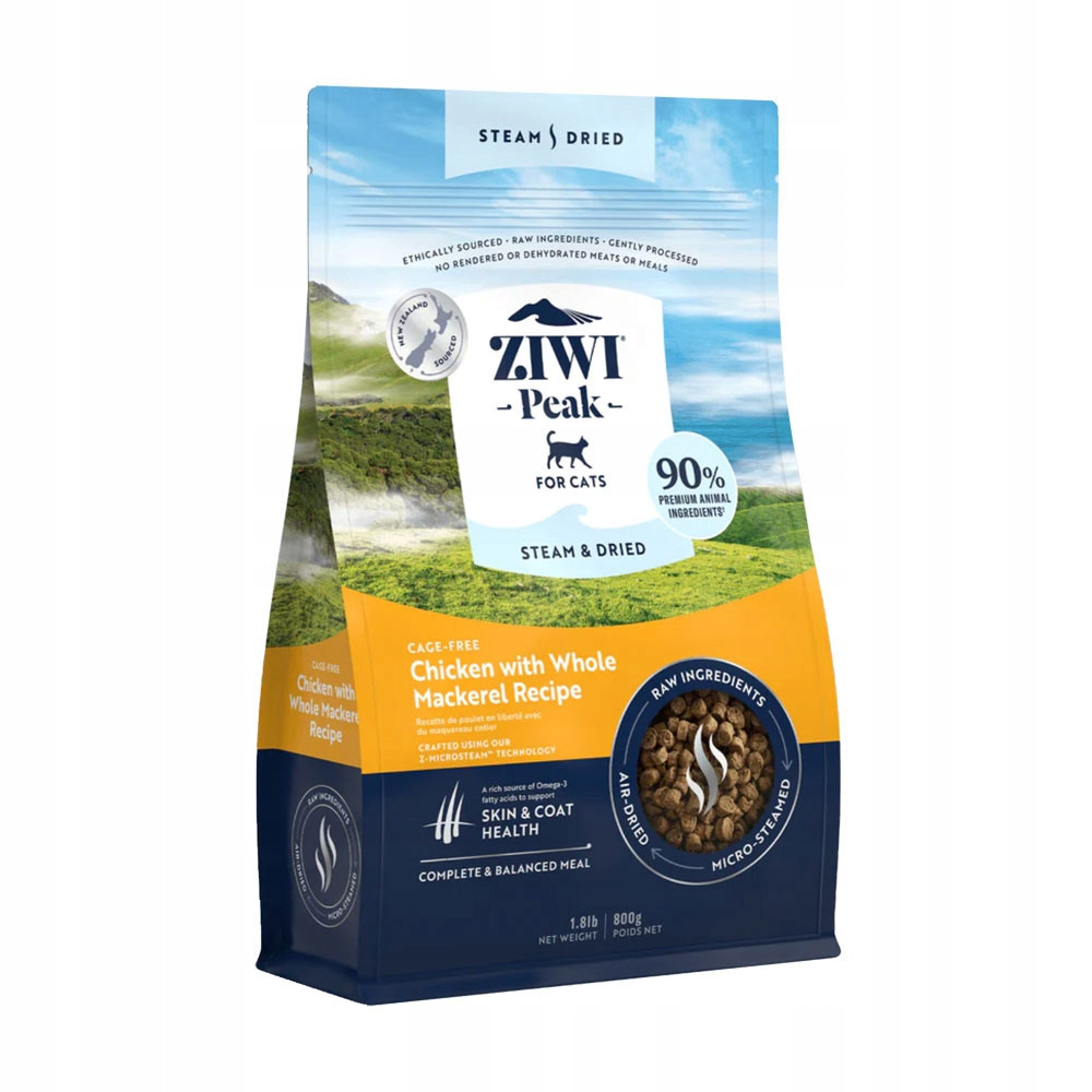 Ziwi Peak Steam&Dried Kuře s Makrelou pro kočky 800g