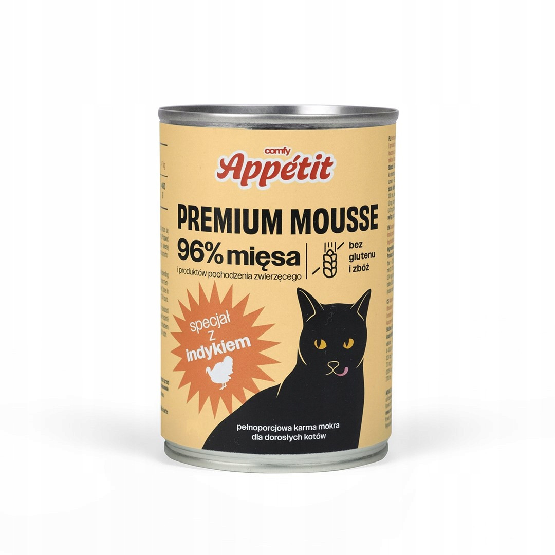 Comfy Appetit, Premium mousse pro dospělé kočky s krůtím masem, 12 x 400 g