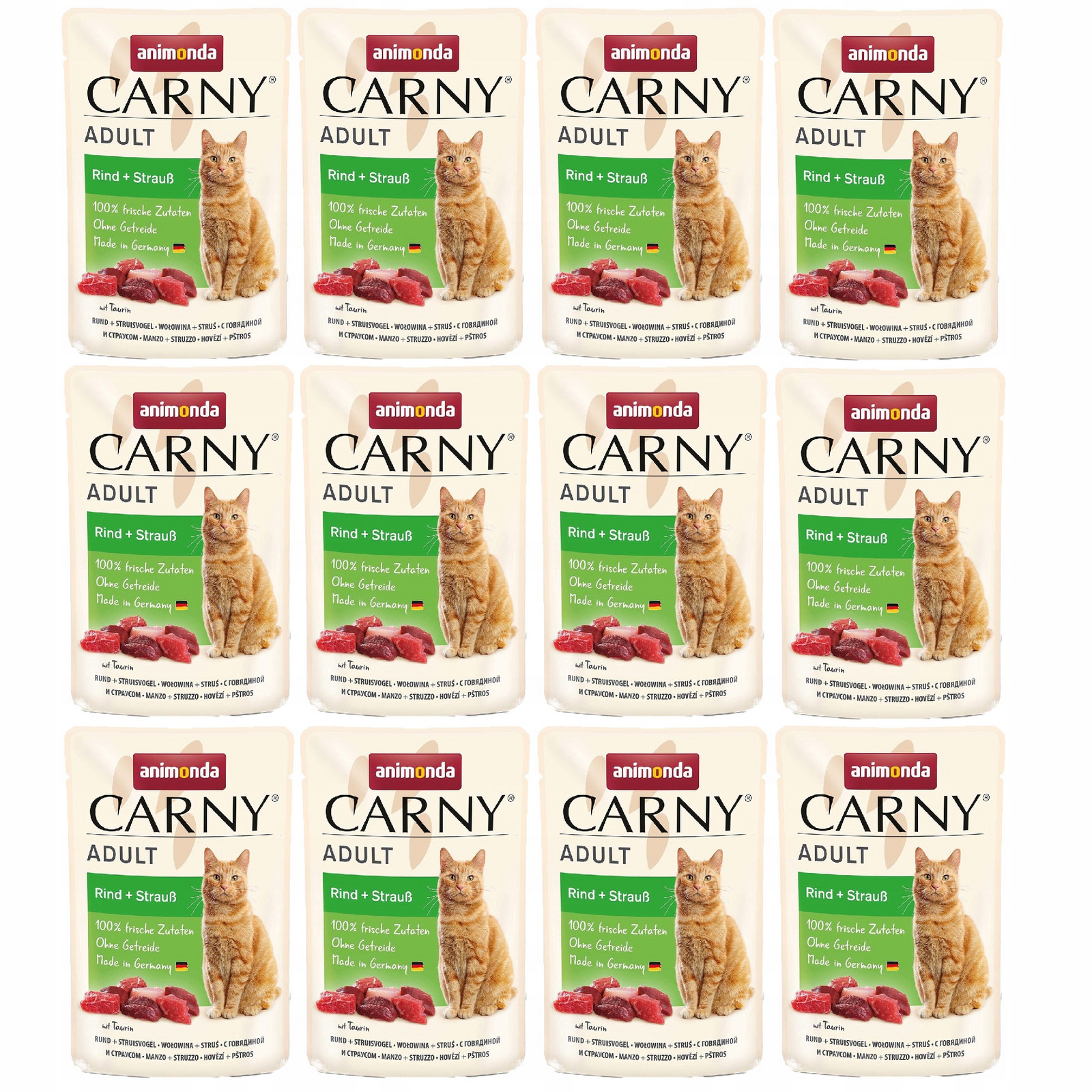 Animonda Carny Adult Kapsička Hovězí pštros Mokré krmivo pro kočky 12x85 g