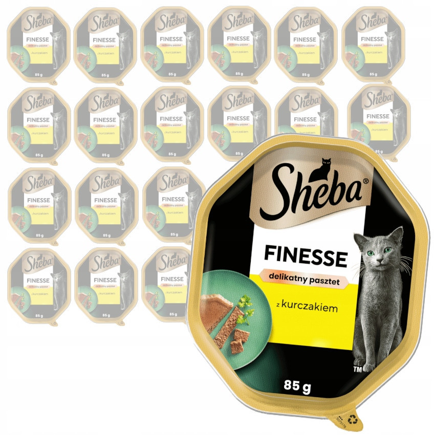 Sheba Finesse Tác 22x85g Mokré Krmivo Pro Kočky S kuřecím masem v paštice
