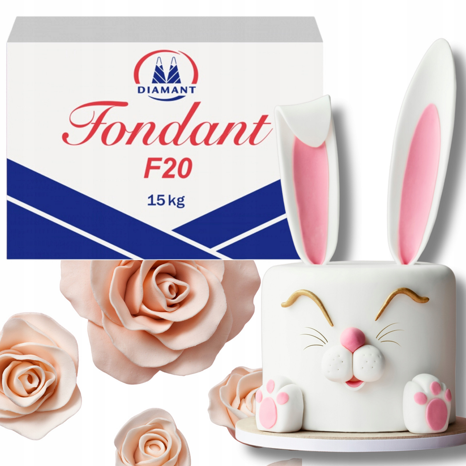 Cukrová Hmota Fondant F20 15 Kg Diamant Fondán Bílá