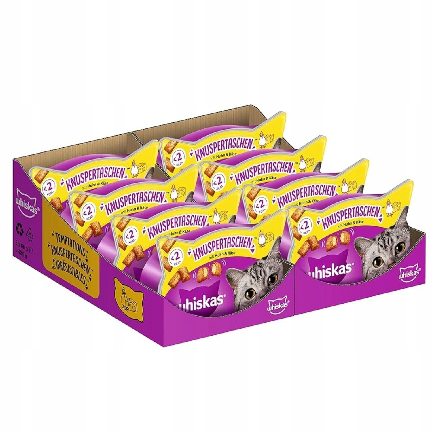 Whiskas pamlsek polštářky pro kočky Temptations Kurczak a Sýr 16x60g