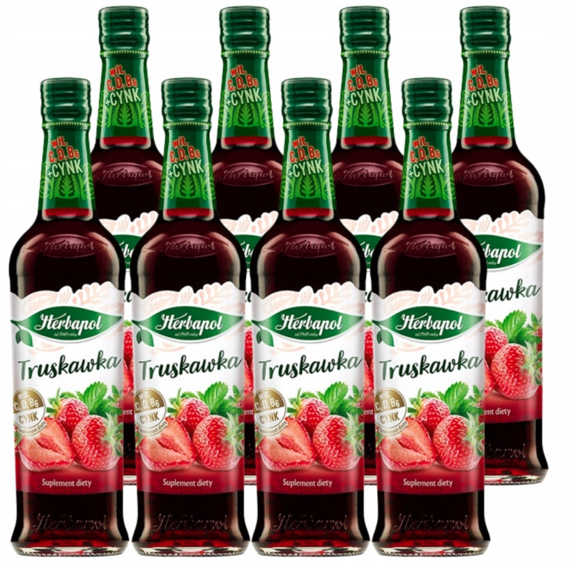 Sada 8 x Sirup Herbapol Jahoda 420ml