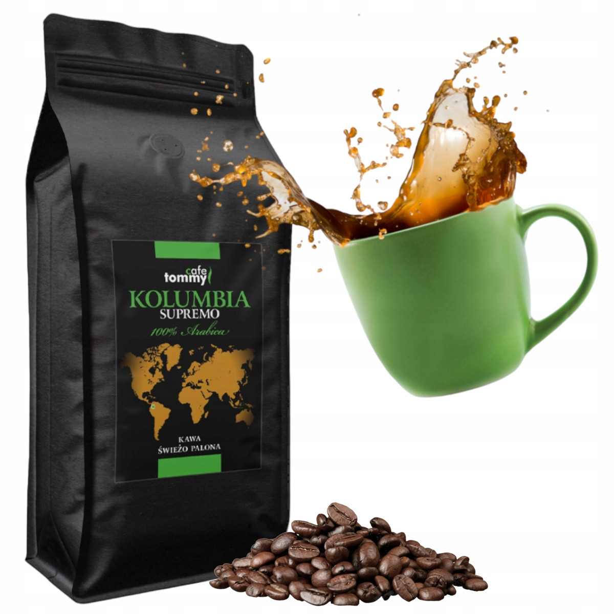 Káva zrnková 1kg Kolumbie Supremo 100% Arabica Čerstvě pražená Tommy Cafe