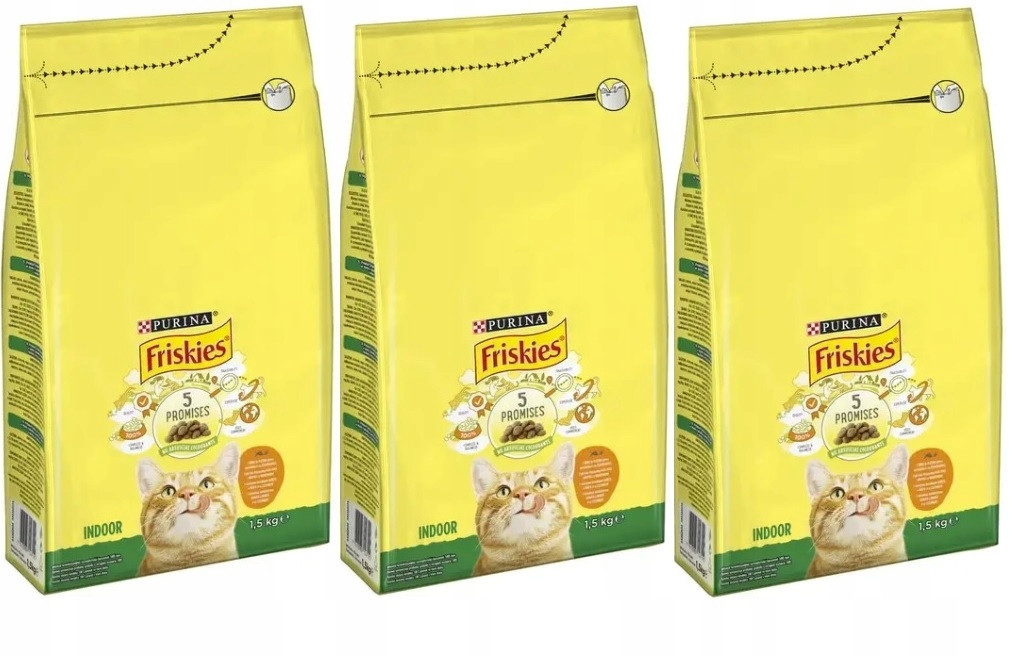 Purina Friskies Indoor krmivo suché pro kočky kuře krůta zelenina 3x1,5kg