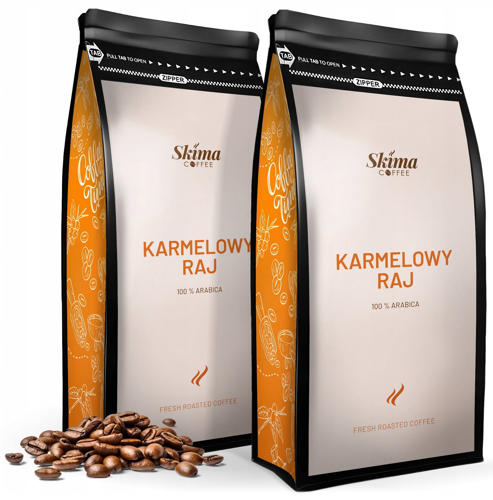 Káva zrnková 2x1kg Karamelový Ráj 100% Arabica Čerstvá do kávovaru Dárek