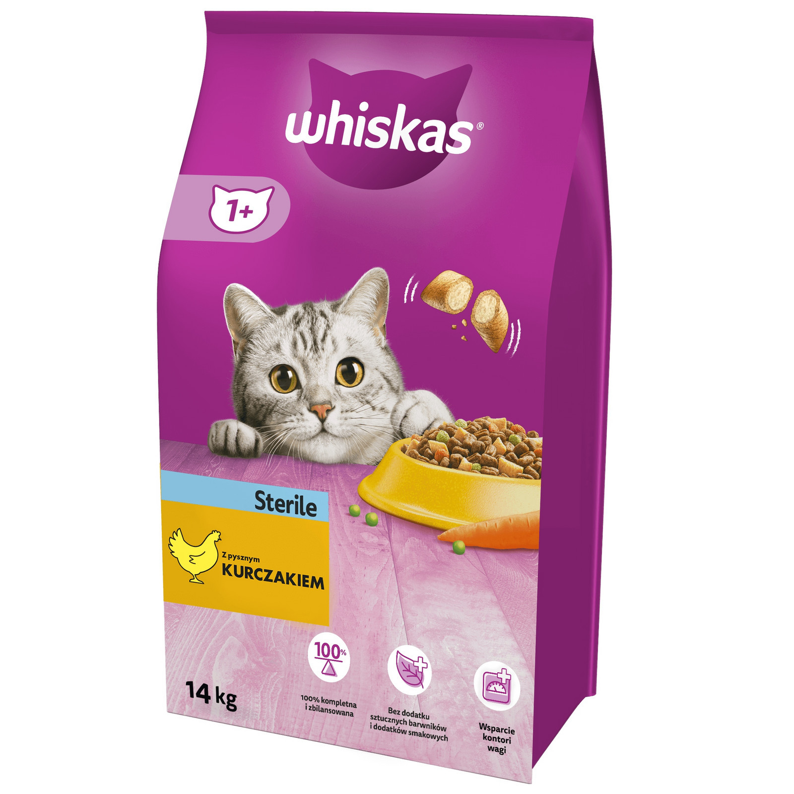 Suché krmivo pro kočky Whiskas Sterile s kuřecím masem 14 kg