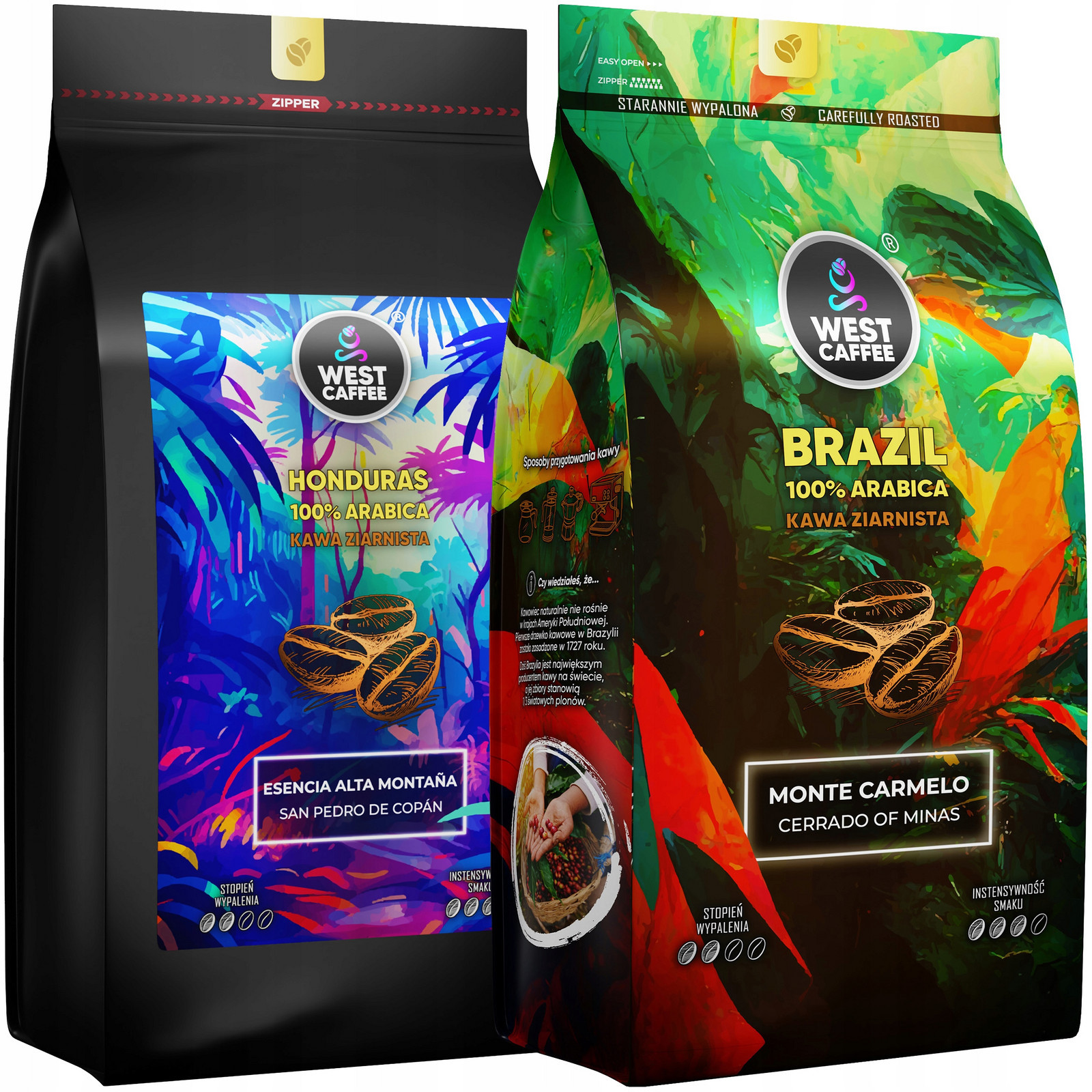 Káva Zrnková Set 2kg Brazil Honduras 100% Arabica Čerstvě Vypálená