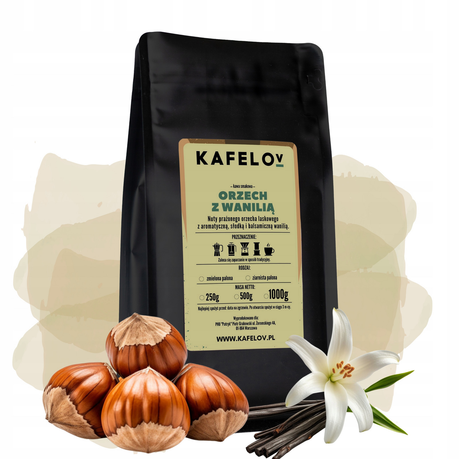 Káva Kafelov ochucená Ořech S Vanilkou 1kg mletá